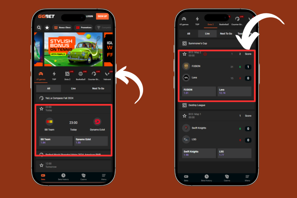 GGBet App Navigation